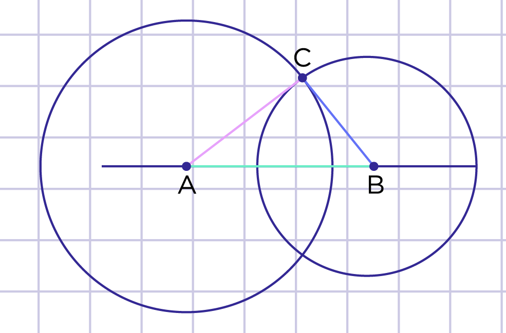 Рис. 5. Построение треугольника ABC с помощью циркуля и линейки
