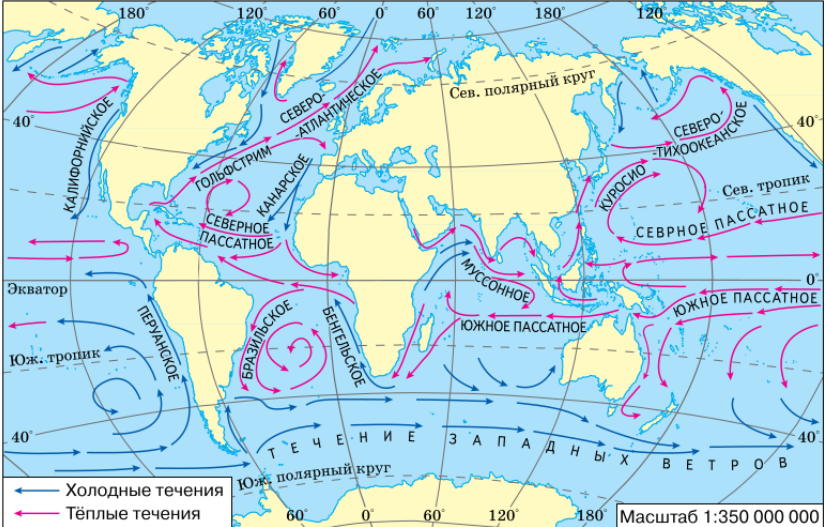 Происхождение Мирового океана. Основные этапы изучения Воды Мирового океана.Схема поверхностных течений Жизнь в океане. Взаимодействие океана сатмосферой и сушей