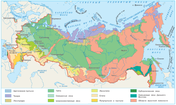 Рис. 1. Карта природных зон России