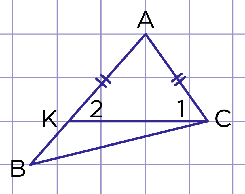 В треугольнике против равных сторон лежат равные углы рисунок