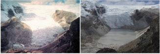 Рис. 3. Ледник Корри Калис, Перу. <br>Июль 1978 г. – июль 2011 г.