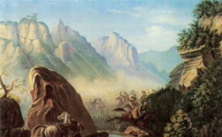 Рис. 3. М.Ю. Лермонтов. Перестрелка в горах Дагестана. 1840-1841 годы.