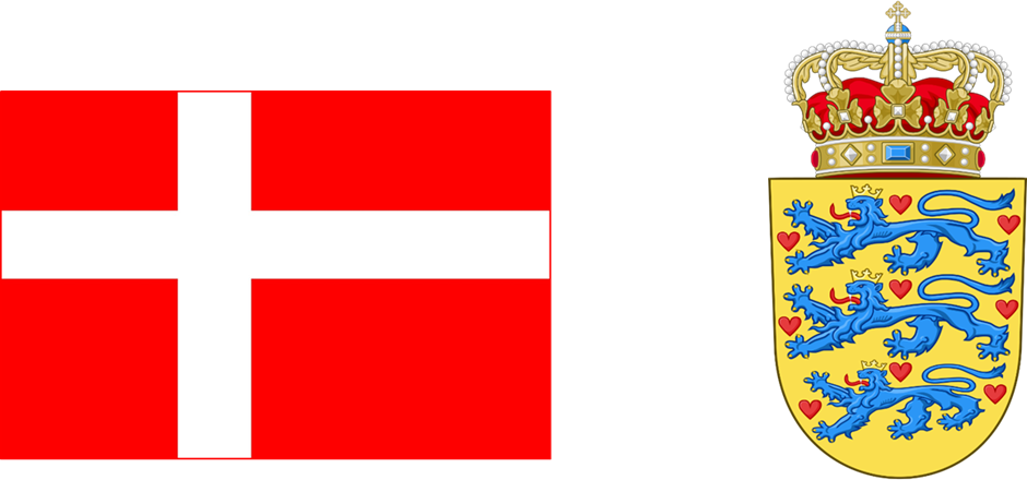 Рис. 14. Флаг и герб Дании