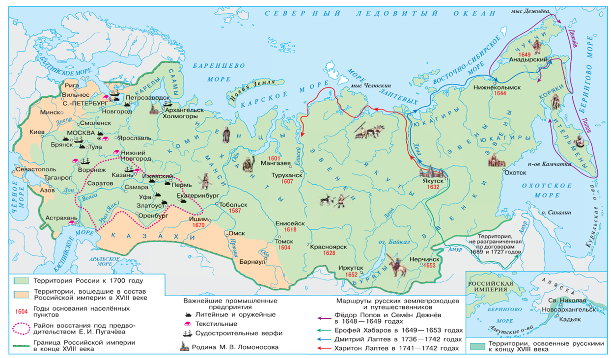 Рис. 5. Россия в XVII-XVIII веках