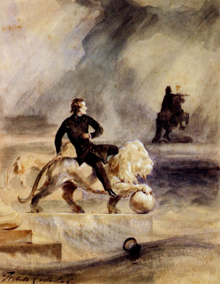 Рис. 3. П. Соколов. «Медный всадник». «На звере мраморном верхом...». 1845.