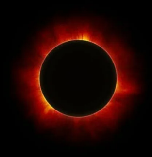 Рис. 3. Солнечную корону и хромосферу можно наблюдать во время солнечного затмения