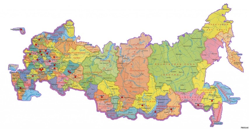 Рисунок 1. Политическая карта РФ
