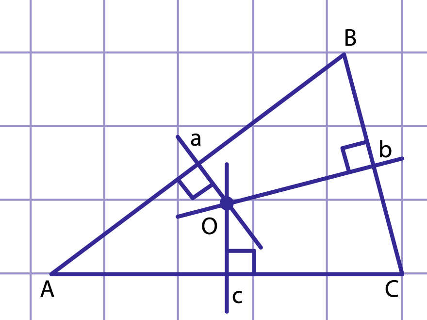 Рис. 2. К доказательству теоремы об окружности, описанной около треугольника