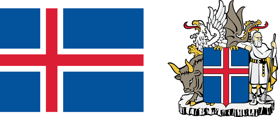 Рис. 17. Флаг и герб Исландии