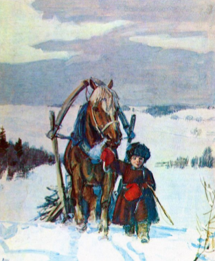 Рис. 2. Д.А. Шмаринов. Иллюстрация к поэме «Крестьянские дети». 1982.