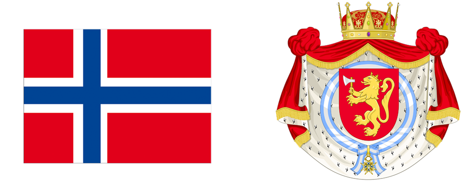 Рис. 2. Флаг и герб Норвегии