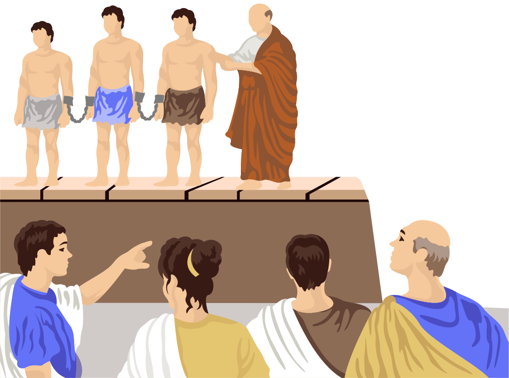 Рис. 4. Продажа рабов на рынке в Древней Греции. Современный рисунок