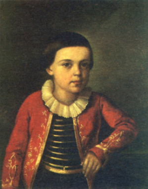 Рис. 2. Неизвестный художник. Лермонтов в детстве. 1820-1822.