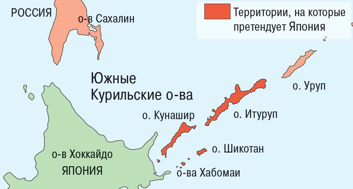 Карта курильских островов и японии