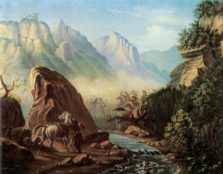 Рис. 4. М.Ю. Лермонтов. Перестрелка в горах Дагестана. 1840-1841 годы.